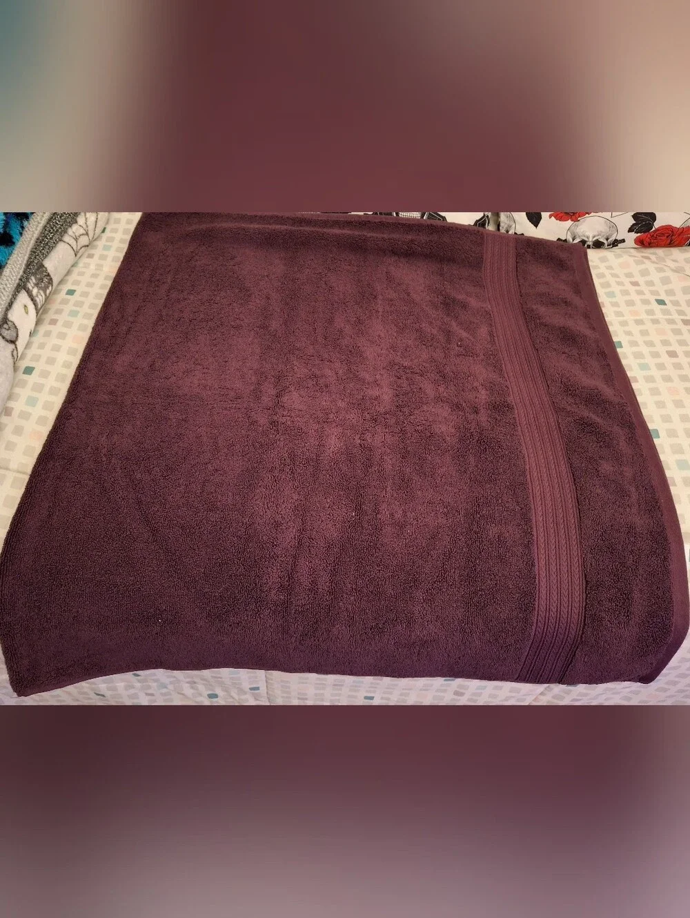 Kassatex Large Bath Towel Plum KDN-109-PLU